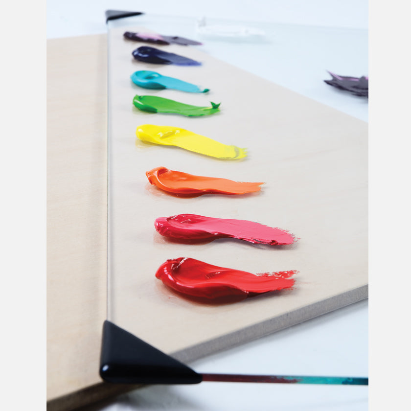 New Wave POSH Tempered Glass Clear Artist Paint Palette with wet oil paint