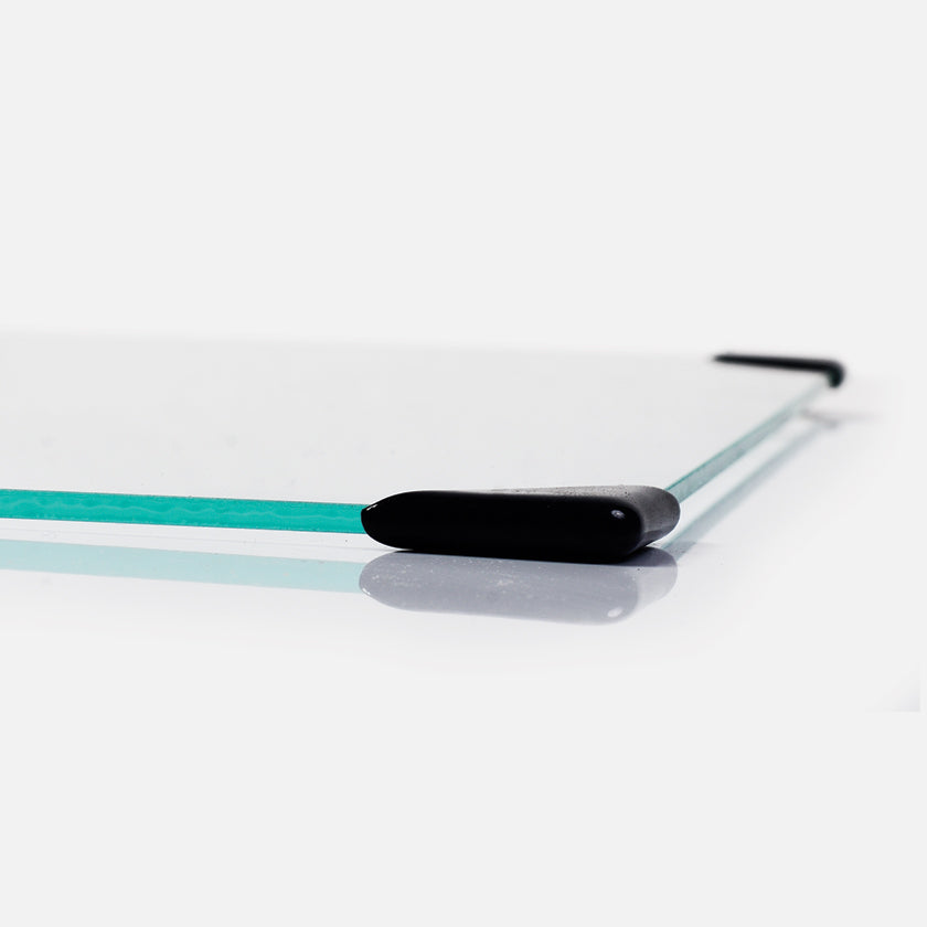 New Wave POSH Tempered Glass Clear Artist Paint Palette with custom corner guards and seamed edges