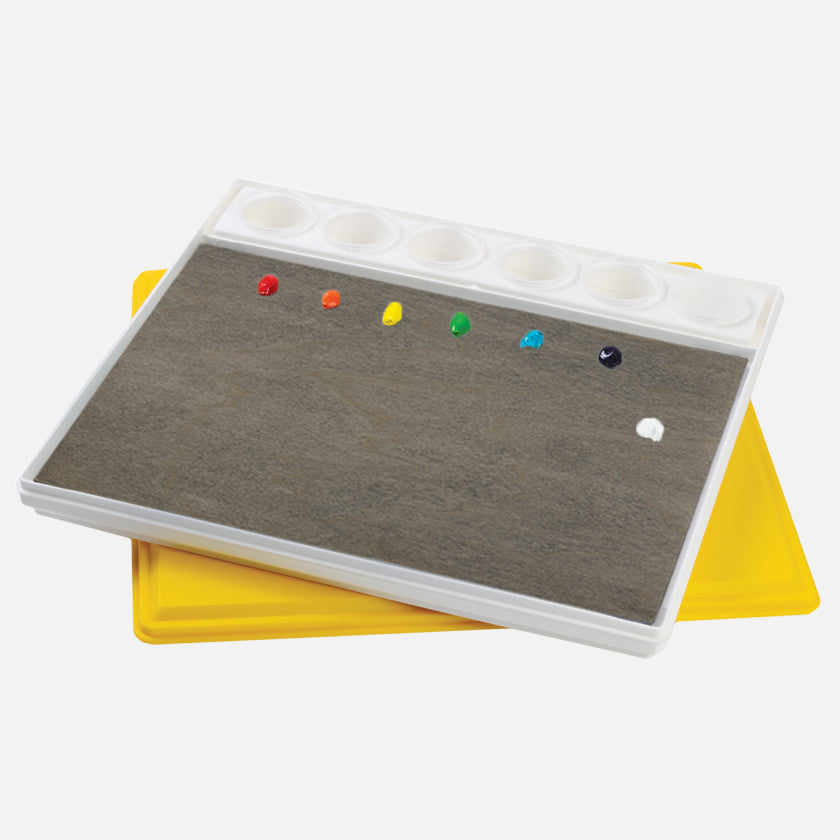 Masterson Sta-Wet Painter's Pal and POSH Wood Grey Stained Artist Paint Palette 9"x12" Set