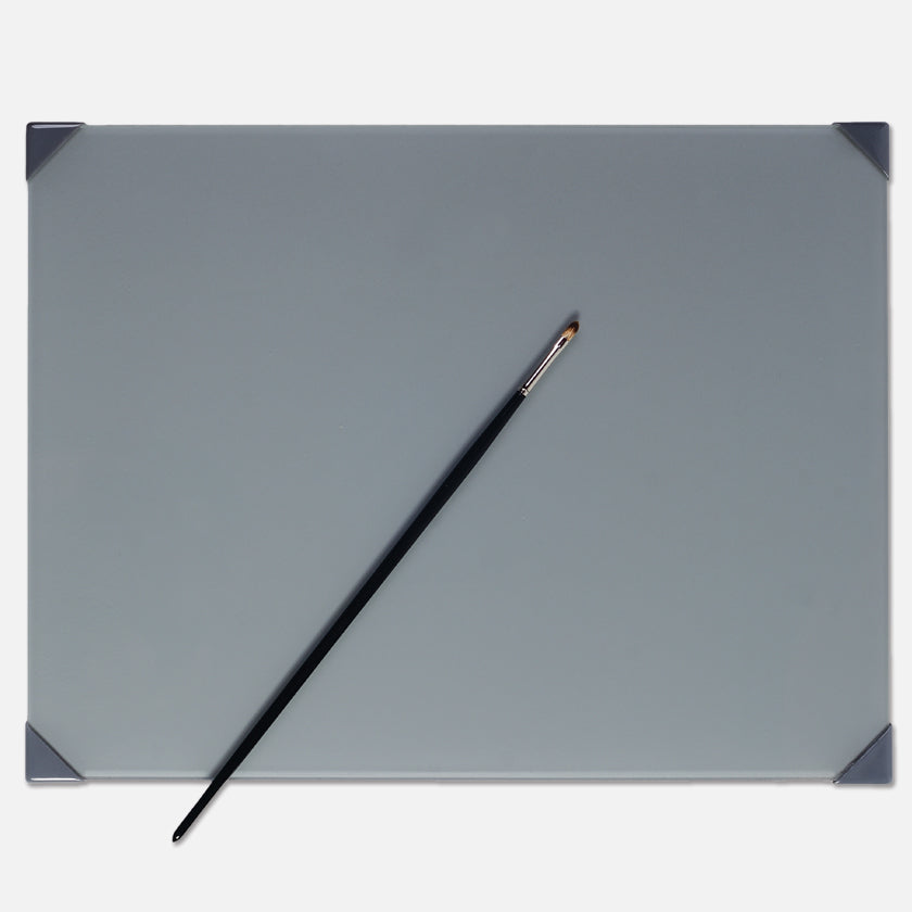 New Wave POSH Tempered Glass Neutral Grey Artist Paint Palette with custom corner guards 