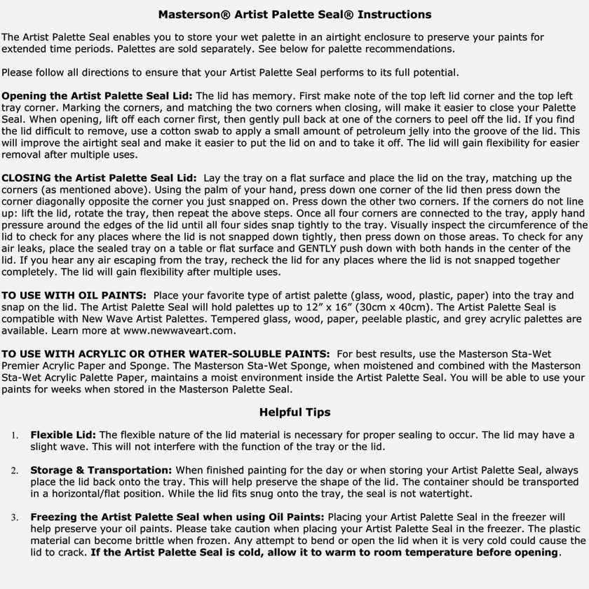 Masterson Palette Seal Instruction Sheet