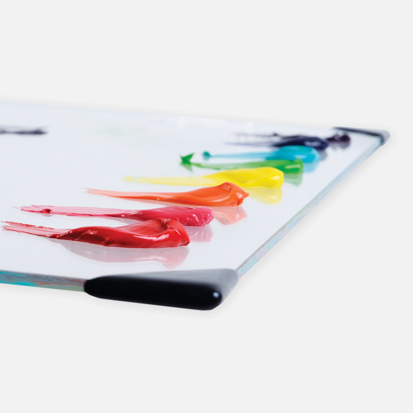 New Wave POSH Tempered Glass Clear Artist Paint Palette with paint