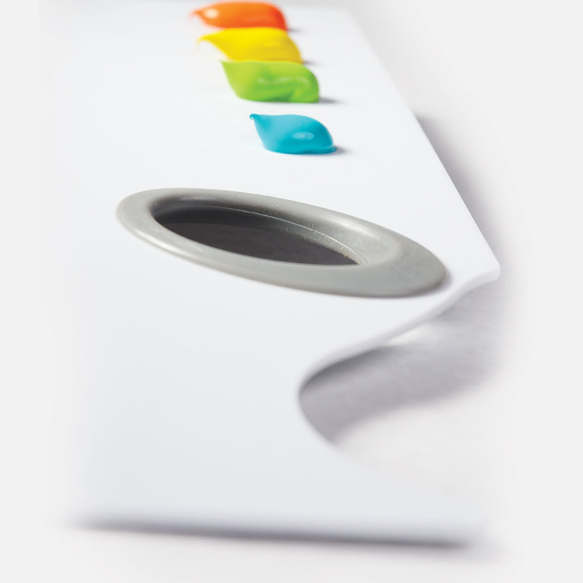 New Wave Easy Lift peelable artist paint palette with thumb gasket and acrylic paint